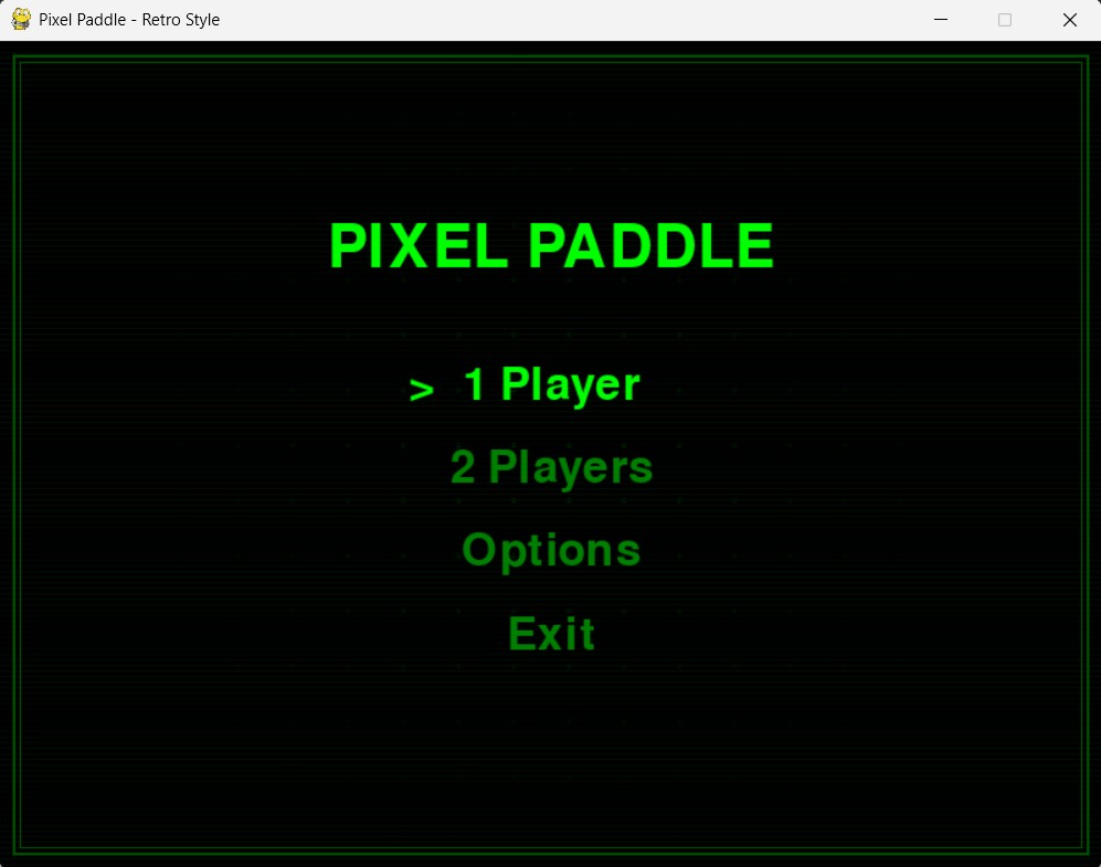 Pixel Paddle menu screen